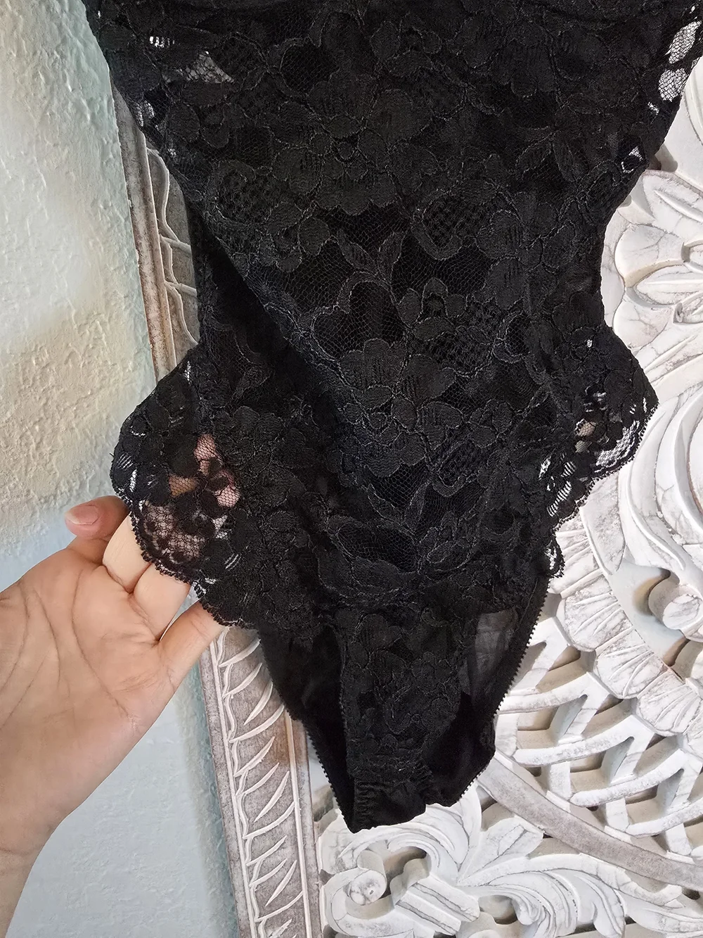 Victoria’s Secret Vintage TEDDY Bodysuit Black Lace LINGERIE Bra 34B